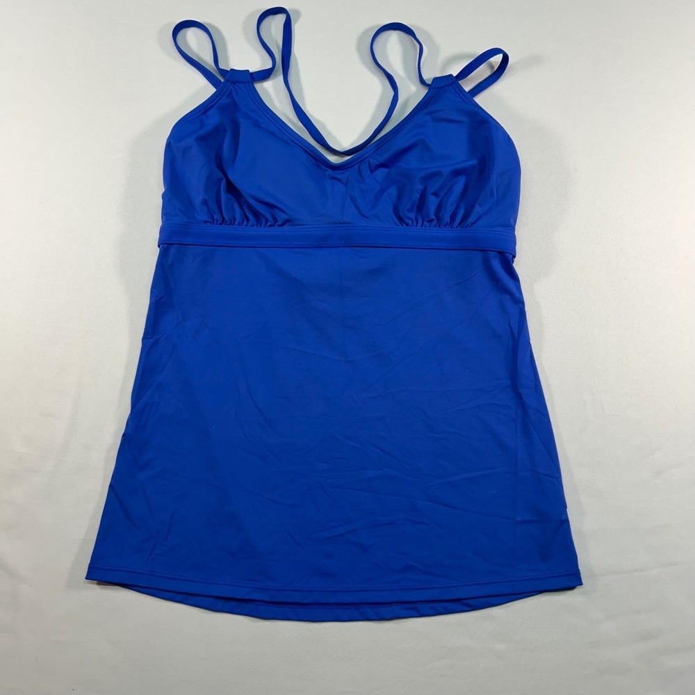 Athleta Royal Blue Tankini Swim Top Small Adjustable Straps Ruched Bust RN 54023